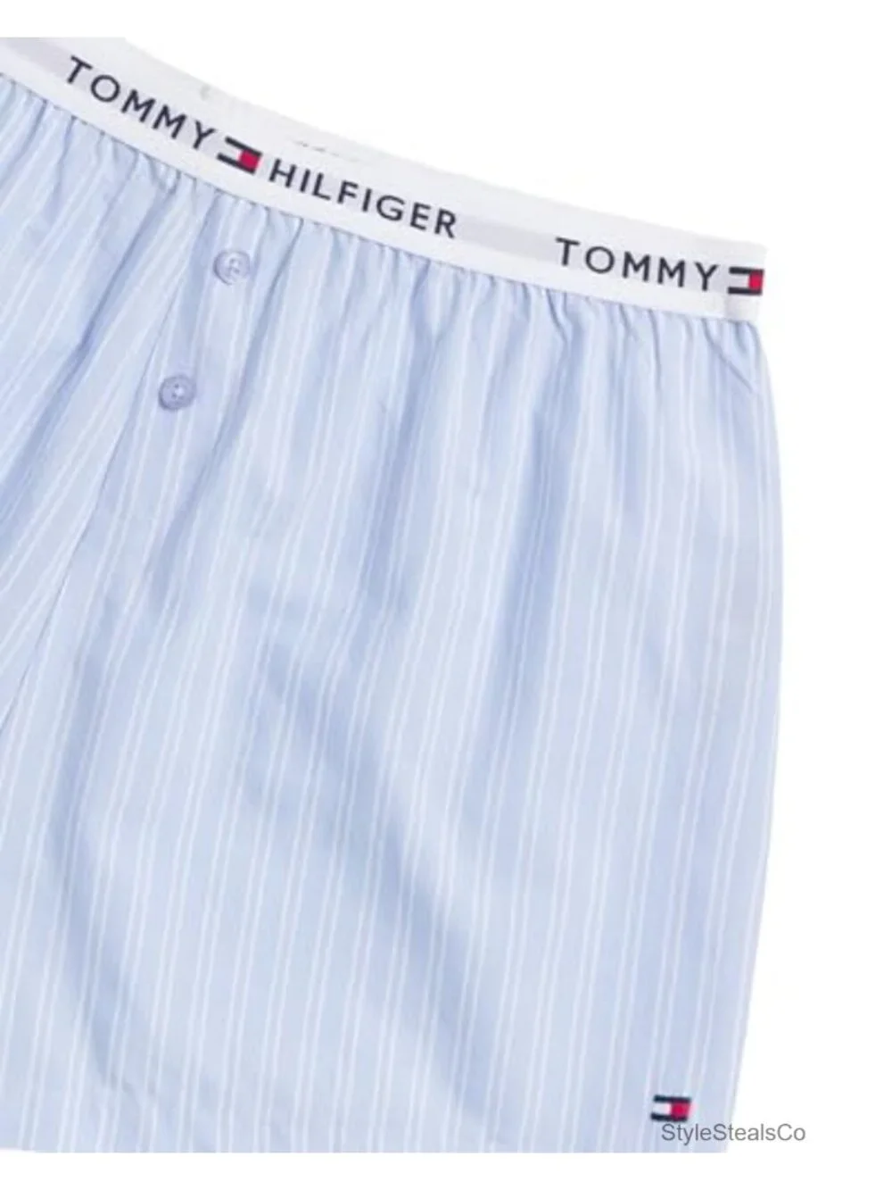 Woven Pajama Shorts with Faux Button Closure, Cotton Pull-On